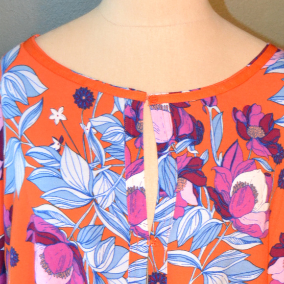 Free People XS/S Chic Orange/Floral Top - Picture 6 of 7